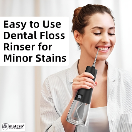 Irigator Oral Profesional Pentru Dus Bucal, matcso®, MATCS-139 Pro, 4 Trepte De Presiune, Impermeabilitate IPX7, Portabil Fara Fir, Baterie Reincarcabila 2000 mAh, Zgomot Redus, 4 Duze Cu Jet Incluse, [1]