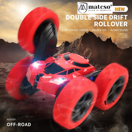 Masinuta de Cascadorie RC Pentru Copii, Matcso® 828A, Fata Dubla, Tractiune Integrala 4x4, Rotatie 360°, Rasturnari De 180 Grade, Viteza Mare, Lumini LED, Baterie Reincarcabila, Raza de Actiune 50 M, [4]