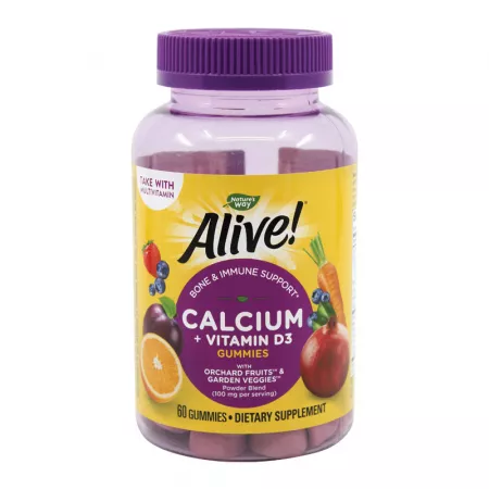 Vitamine și Minerale - ALIVE! CALCIUM+D3 GUMMIES 60JELEURI