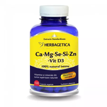 Vitamina D3 + K2 - CA+MG+SE+SI+ZN ORGANICE CU D3 120CPS