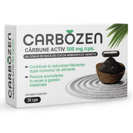 Digestie și Balonare - CARBOZEN CARBUNE ACTIV 500MG 30CPS