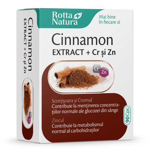 Suplimente Alimentare - CINNAMON EXTRACT+CROM SI ZINC 90CPS
