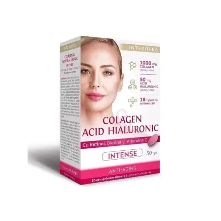 Piele, Păr și Unghii - COLAGEN&ACID HIALURONIC INTENSE 30CPR