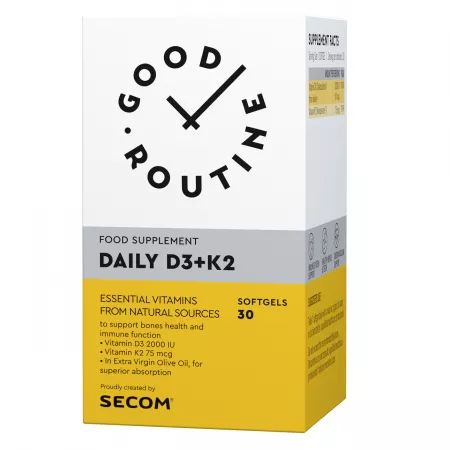 Vitamine și Minerale - DAILY D3+K2 30CPS MOI