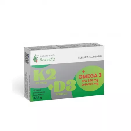 Suplimente Alimentare - K2+D3+OMEGA 3 30CPS GELATINOASE MOI