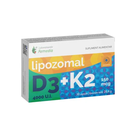 Vitamine și Minerale - LIPOZOMAL VITAMINA D3 4000UI+K2 150MCG 30CPS