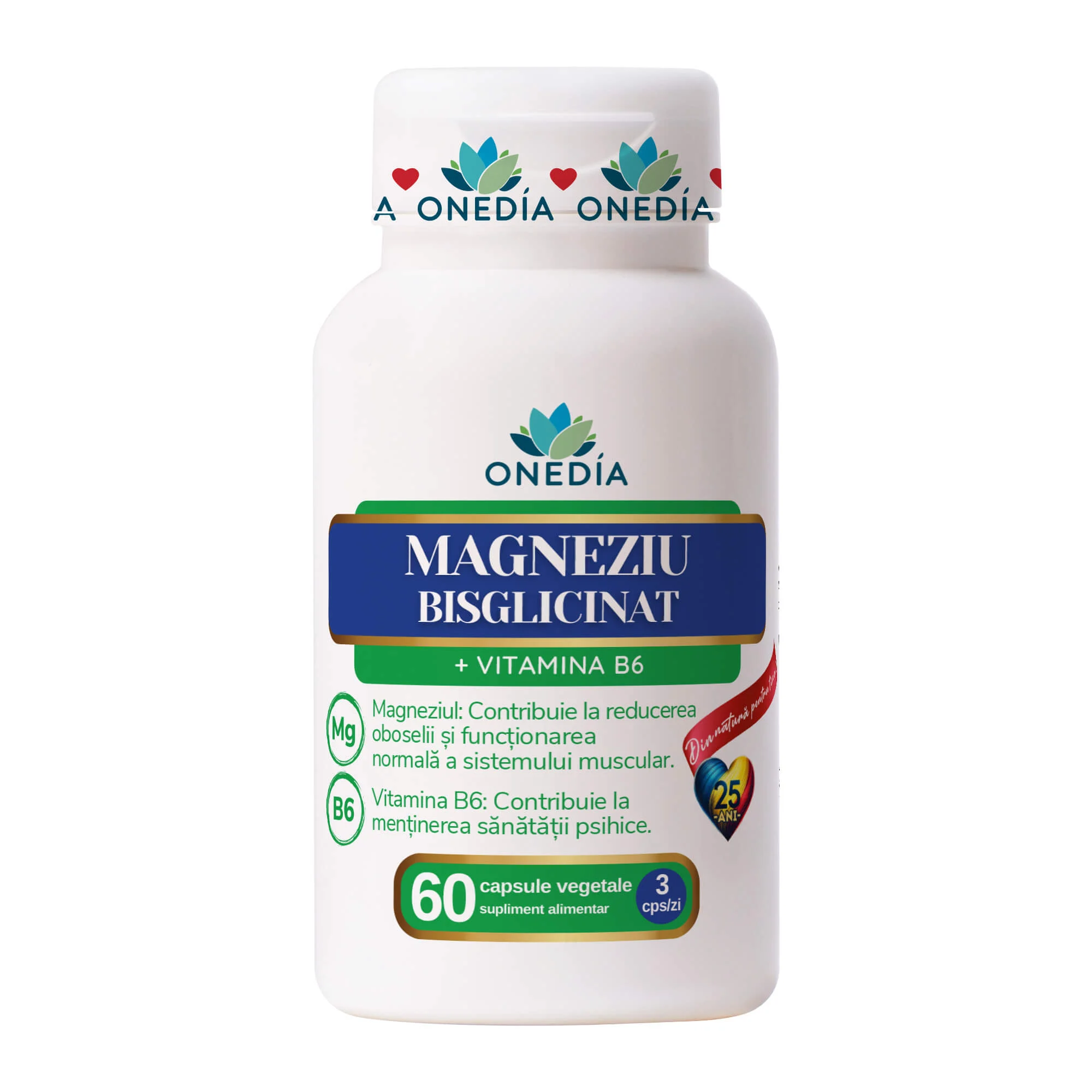 Afecțiuni și Nevoi - MAGNEZIU BISGLICINAT+VITAMINA B6 60CPS VEGETALE