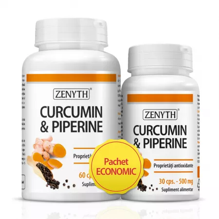 Antioxidanți - PACHET CURCUMIN _ PIPERINE 60CPS+30CPS