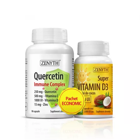 Vitamina D3 + K2 - PACHET QUERCETIN IMMUNE 90CPS+SUPERVITAMIN D3 30