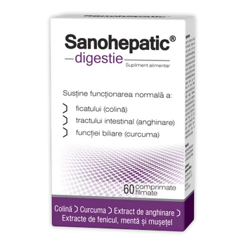 Digestie și Balonare - SANOHEPATIC DIGESTIE 60CPR FILMATE