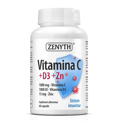 Imunitate - VITAMINA C 1000MG+D3 1000UI+ZN 15MG 60CPS