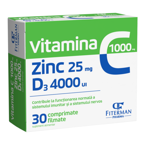 Imunitate - VITAMINA C + ZINC + D3 4000 UI 30CPR