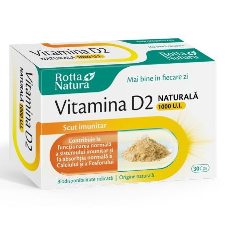 Vitamine și Minerale - VITAMINA D2 NATURALA 1000UI 30CPS