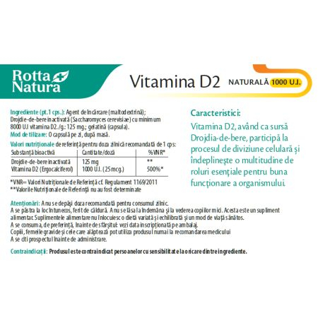 VITAMINA D2 NATURALA 1000UI 30CPS [2]