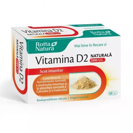Vitamine și Minerale - VITAMINA D2 NATURALA 2000UI 30CPS