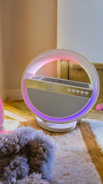 Ceas digital de birou XM-G5, cu încărcare wireless 15W, iluminare RGB și player audio Bluetooth [6]