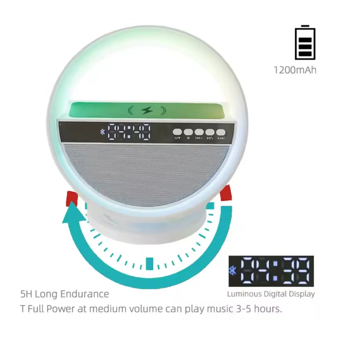 Ceas digital de birou XM-G5, cu încărcare wireless 15W, iluminare RGB și player audio Bluetooth [4]