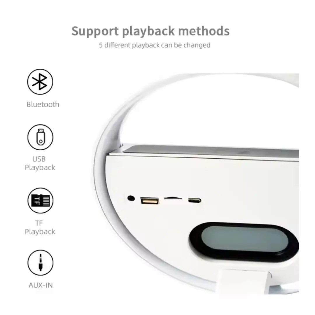 Ceas digital de birou XM-G5, cu încărcare wireless 15W, iluminare RGB și player audio Bluetooth [5]