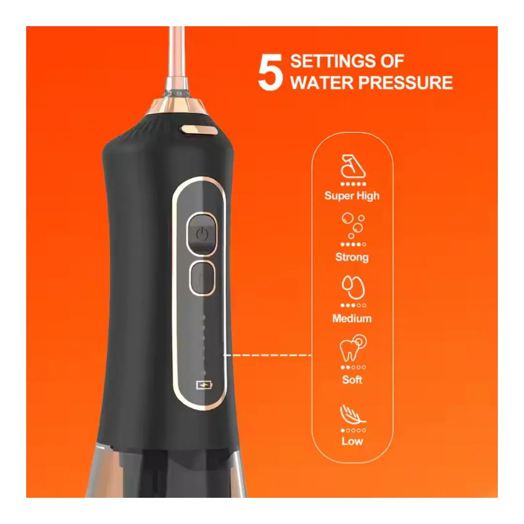 Irigator bucal portabil Smart F6, duș oral reîncărcabil cu 5 capete, 3 niveluri de presiune, ideal pentru călătorii [3]