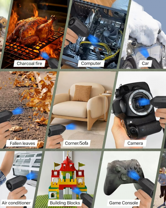 Suflantă aer comprimat portabilă BL-016, 130.000 RPM, pentru curățare laptop, tastatură, PC [11]