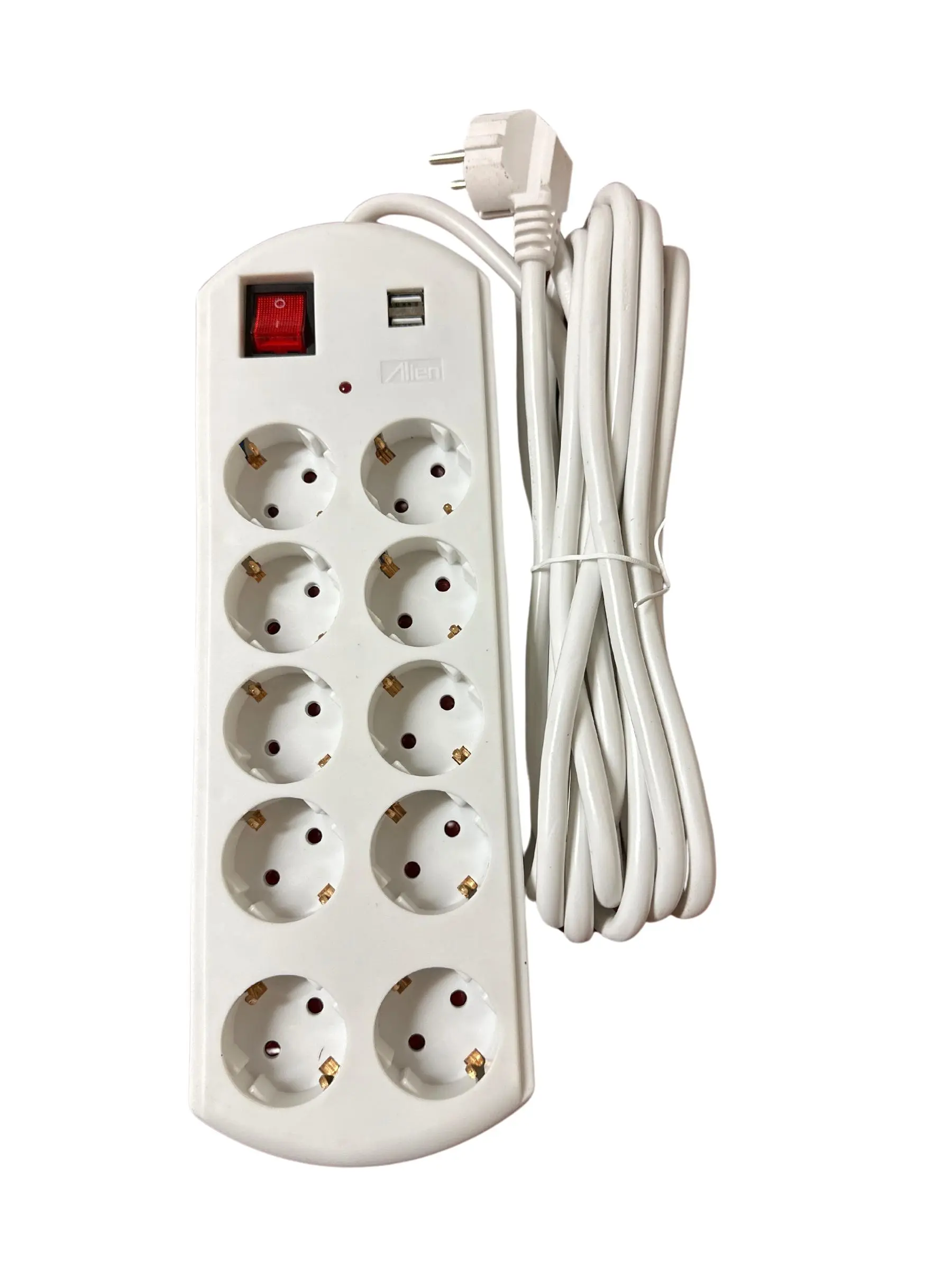 Prelungitor triplu ALIEN cu 10 prize, 2 porturi USB, 10 m, 16A, protecție la supratensiune [2]