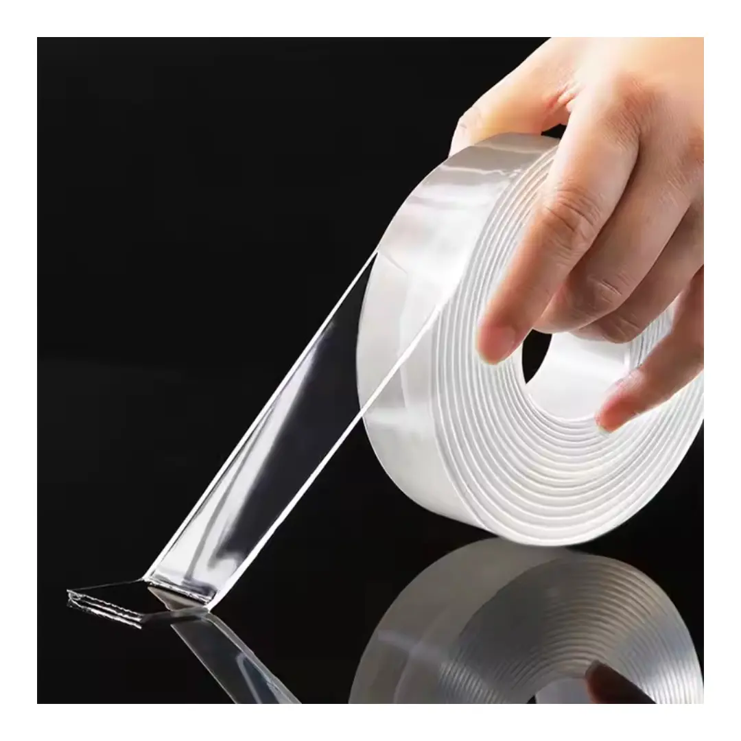 Birotica&Papetarie - Bandă Dublu Adezivă Transparentă Nanogel – Reutilizabilă, Lavabilă, Fără Urme, Lățime 3cm, Lungime 3m