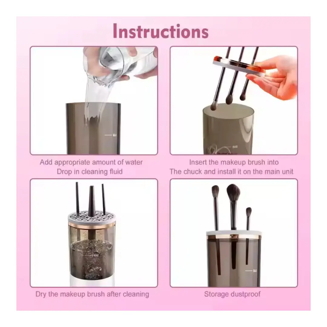 Curățător Electric pentru Pensule Machiaj – Spălare și Uscare Automată, Cu Recipient și Accesorii, USB Reîncărcabil [2]