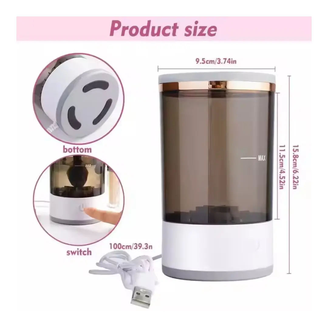 Curățător Electric pentru Pensule Machiaj – Spălare și Uscare Automată, Cu Recipient și Accesorii, USB Reîncărcabil [3]
