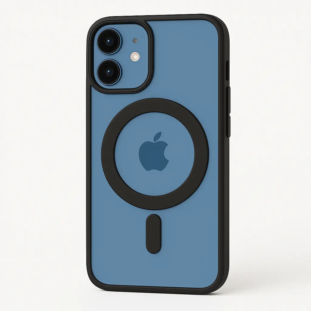 Huse telefoane - Husă transparentă iPhone 12 / 12 Pro, cu margini negre, compatibilă MagSafe, protecție antisoc