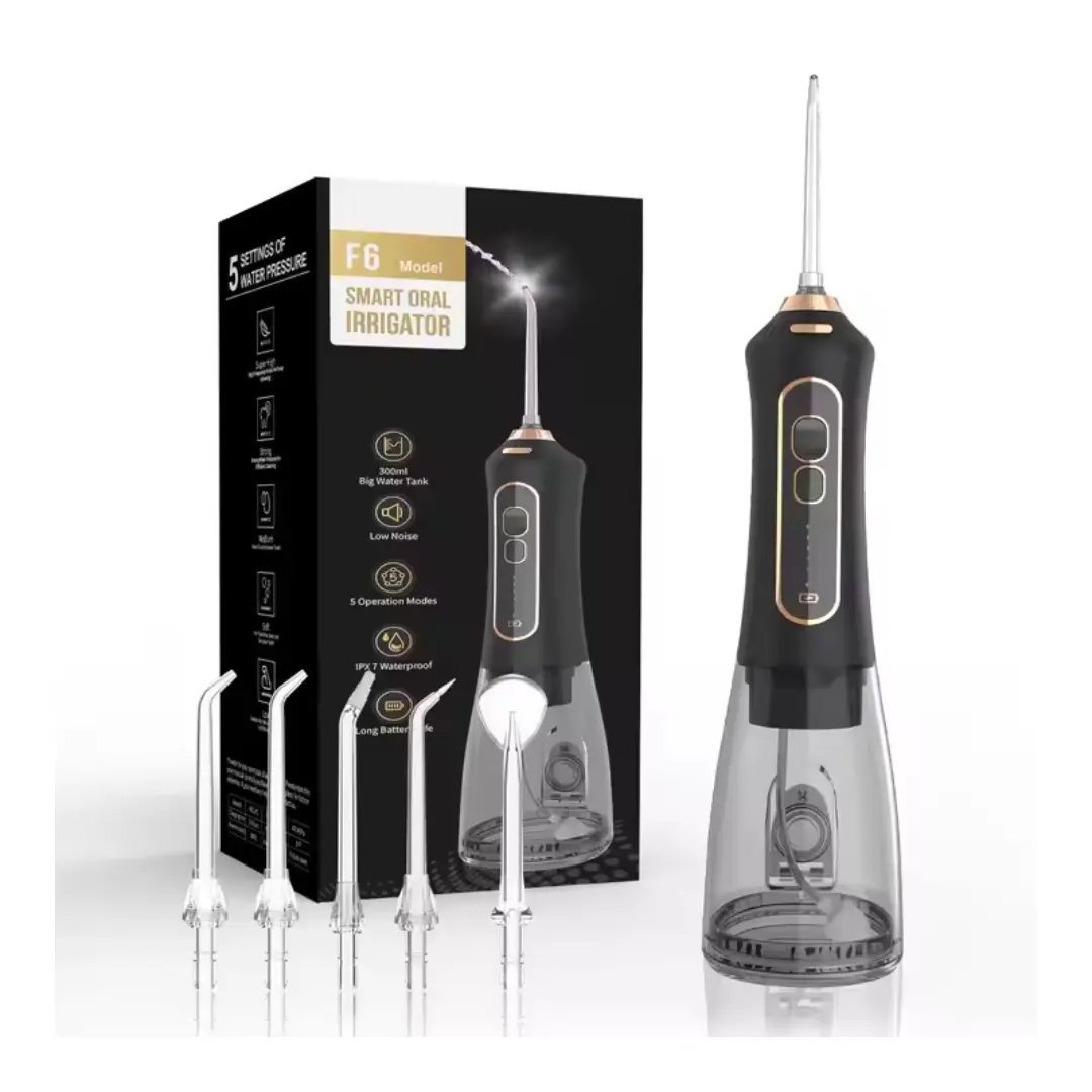 Ingrijire personala & Cosmetice - Irigator bucal portabil Smart F6, duș oral reîncărcabil cu 5 capete, 3 niveluri de presiune, ideal pentru călătorii