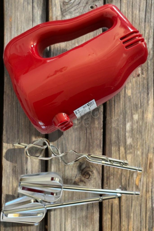 Mixer de mana HM1521 150W, 5 viteze + Turbo, teluri si carlige din inox, rosu [2]