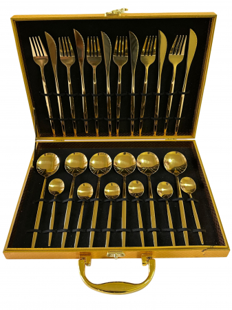 Set tacâmuri inox auriu Mirror Gold, 24 piese, pentru 6 persoane, finisaj lucios [3]
