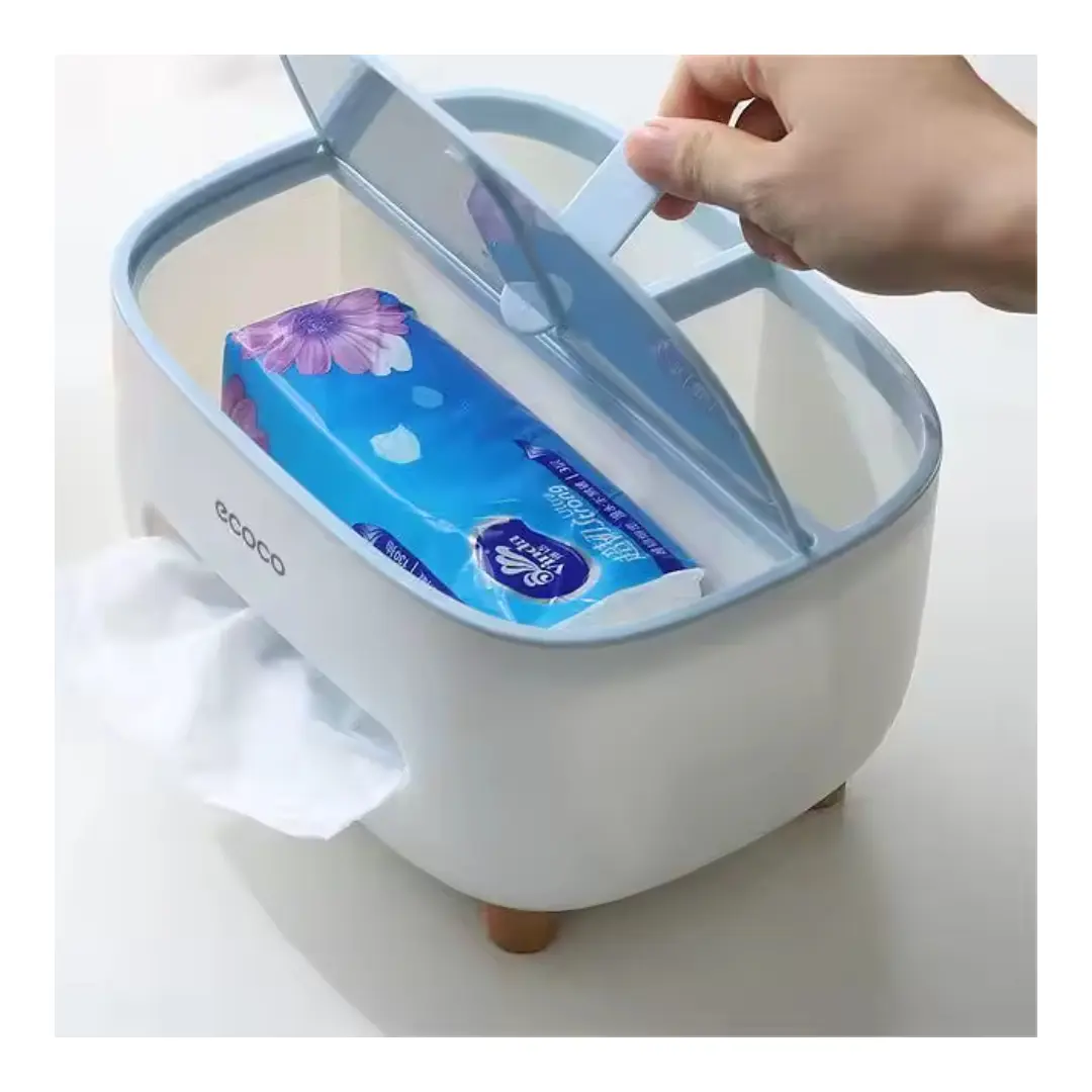 Suport șervețele ECOCO cu cutie multifuncțională, organizator pentru baie sau birou [2]