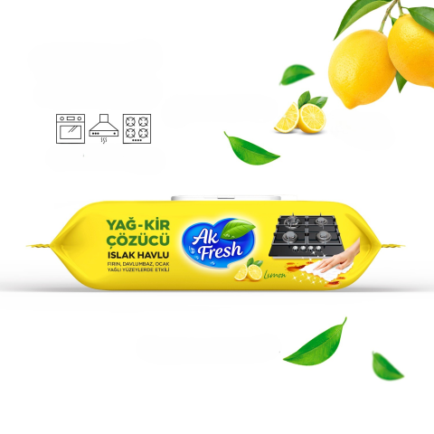 Akfresh Servetele umede degresante pentru suprafetele din bucatarie cu lamaie 84 buc [1]