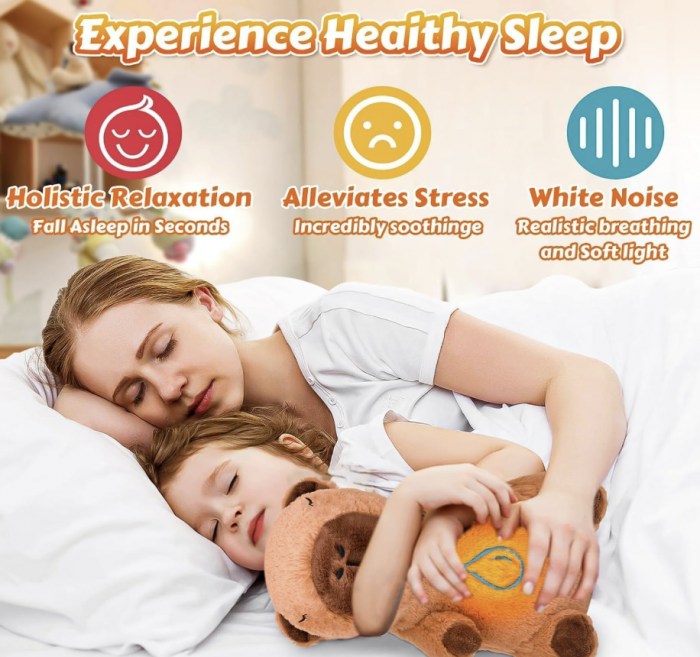 Capibara de Plus Interactiv, cu Efecte Luminoase si Muzicale, Functie de Imitare a Respiratiei, Partener de Joaca cu Functie de Imbunatatire a Somnului 35 cm, maro [10]