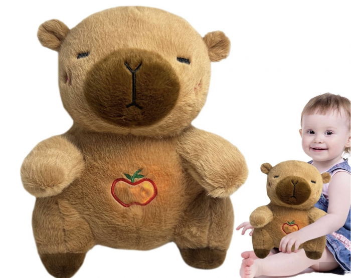 Capibara de Plus Interactiv, cu Efecte Luminoase si Muzicale, Functie de Imitare a Respiratiei, Partener de Joaca cu Functie de Imbunatatire a Somnului 35 cm, maro [5]
