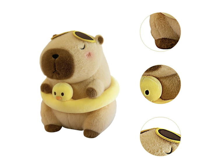 Capibara din Plus cu Colac de Plaja Si Ochelari, Pufos, Maro, 40 cm [3]