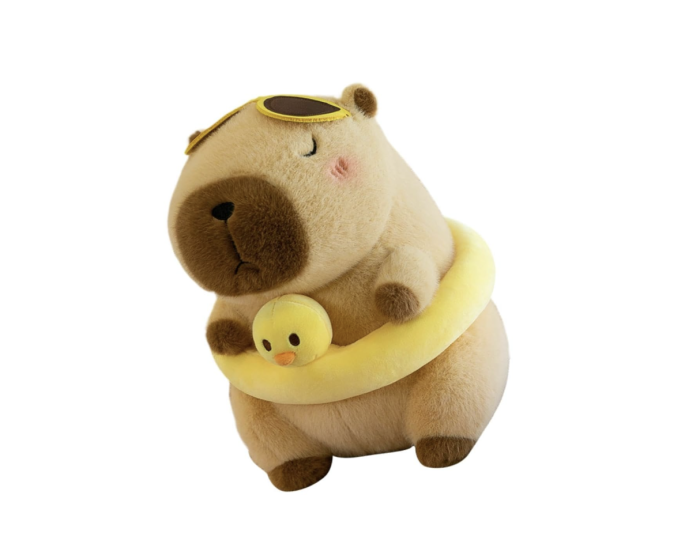 Capibara din Plus cu Colac de Plaja Si Ochelari, Pufos, Maro, 40 cm [5]