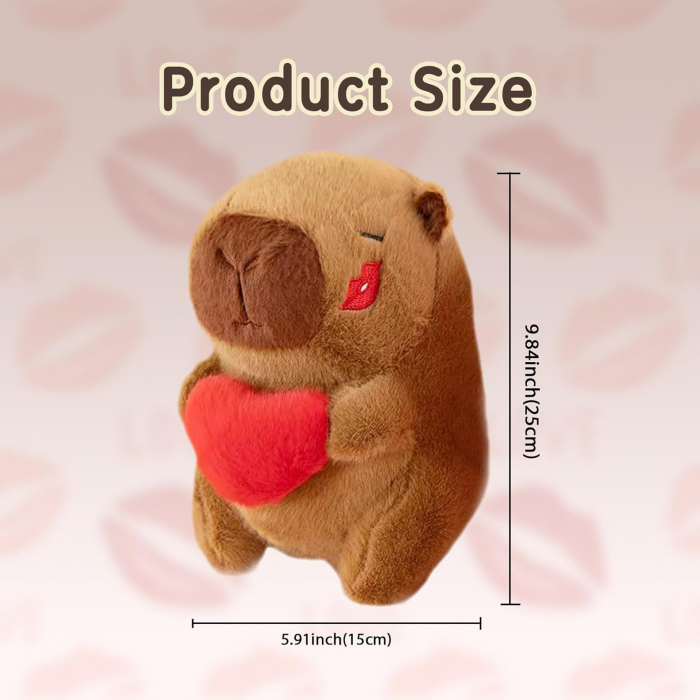 Capibara jucarie de plus, 25 cm, tine in brate o inima si cu pupic pe obraz. [5]