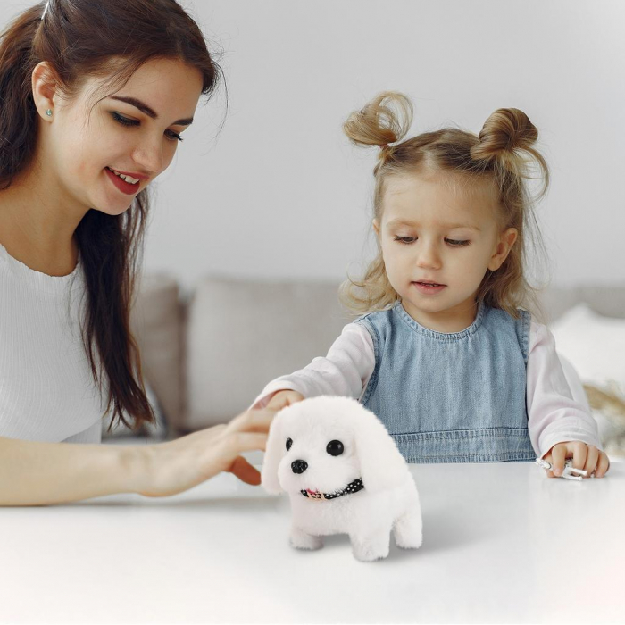 Catel din Plus Interactiv cu lesa, care Merge si Latra,ALB [2]