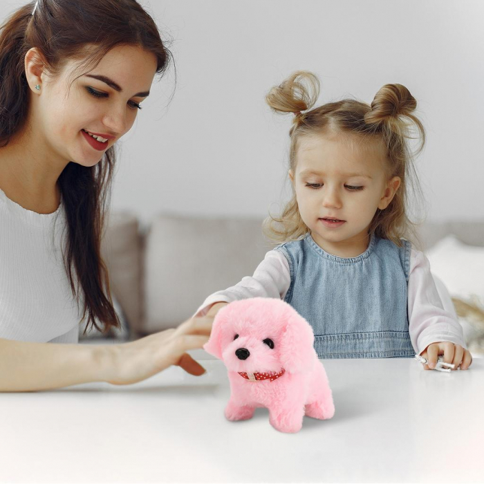 Catel din Plus Interactiv cu lesa, care Merge si Latra,ROZ [2]