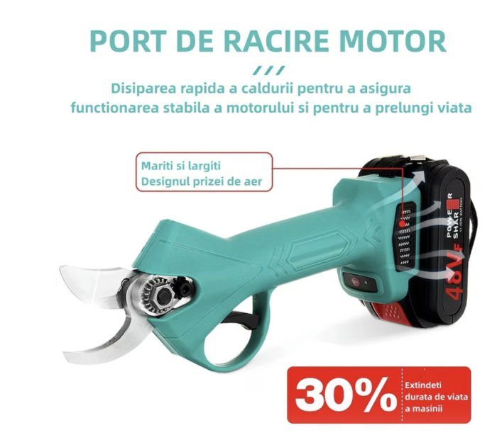 Foarfecă de Tundere Reîncărcabilă Fără Fir 48V, Oțel – Pentru Livezi, Grădini și Vii [4]