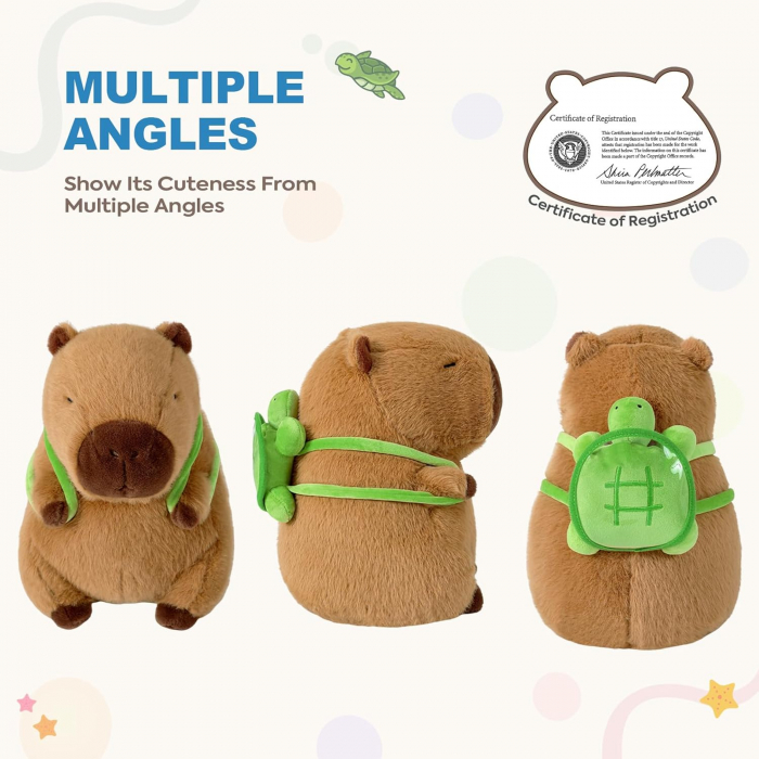 HOT! Set 3 Capibara, 45cm, 35cm si 25cm, cu rucsac in forma de broasca testoasa, detasabil, material fin [6]