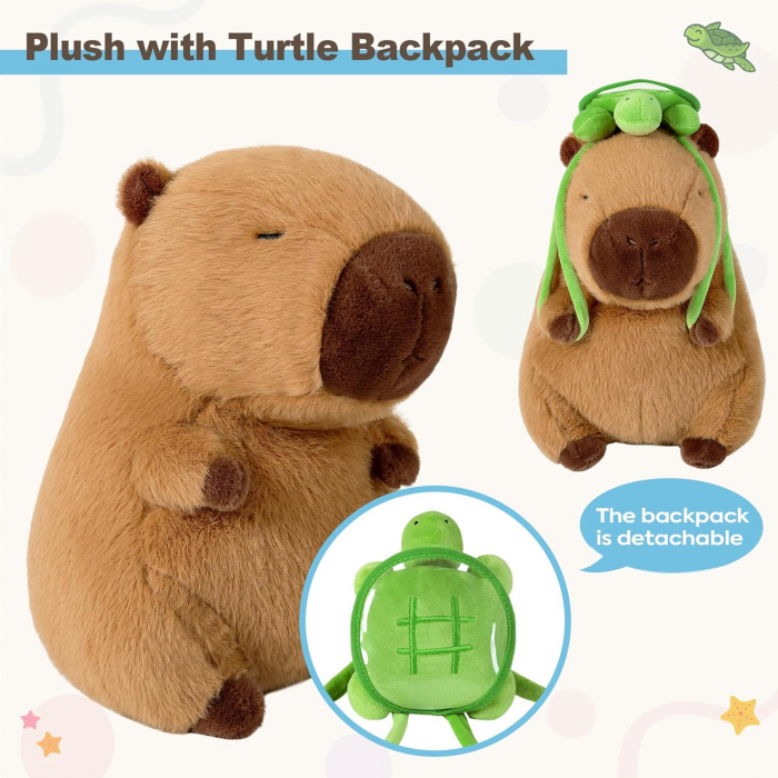 HOT! Set 3 Capibara, 45cm, 35cm si 25cm, cu rucsac in forma de broasca testoasa, detasabil, material fin [9]