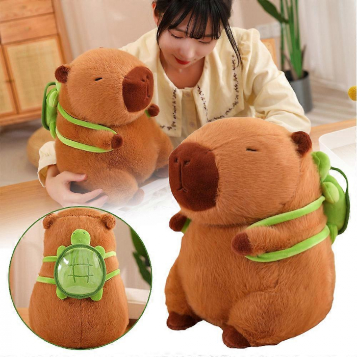 HOT! Set 3 Capibara, 45cm, 35cm si 25cm, cu rucsac in forma de broasca testoasa, detasabil, material fin [2]