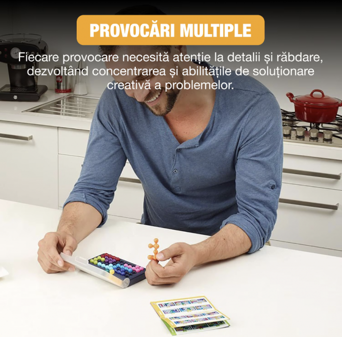 Joc educativ logic, Puzzler Pyramid, Smart Game, 3D/2D, varsta 6+, 120 de provocari, dezvoltare abilitati cognitive, multicolor [2]