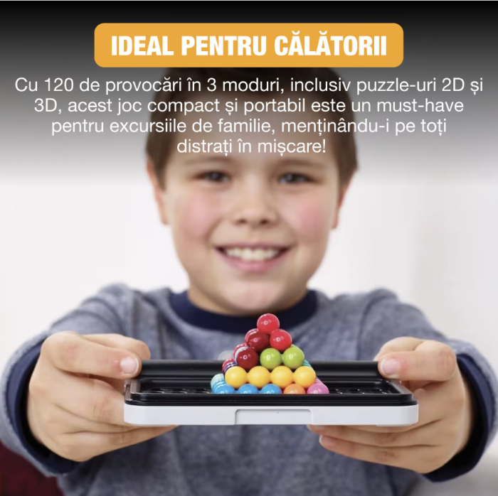 Joc educativ logic, Puzzler Pyramid, Smart Game, 3D/2D, varsta 6+, 120 de provocari, dezvoltare abilitati cognitive, multicolor [5]
