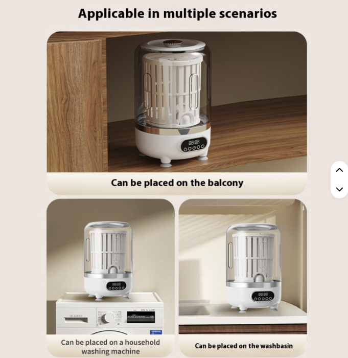 Mașină de spălat portabilă 3 în 1, capacitate 3L, coș centrifugare inclus, 3 moduri spălare, Roz [6]