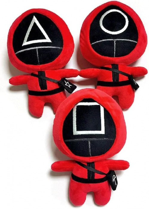 Set 3 figurine de plus squid game jocul calamarului, soldatul Triunghi, Cerc si Patrat, 25 cm [7]