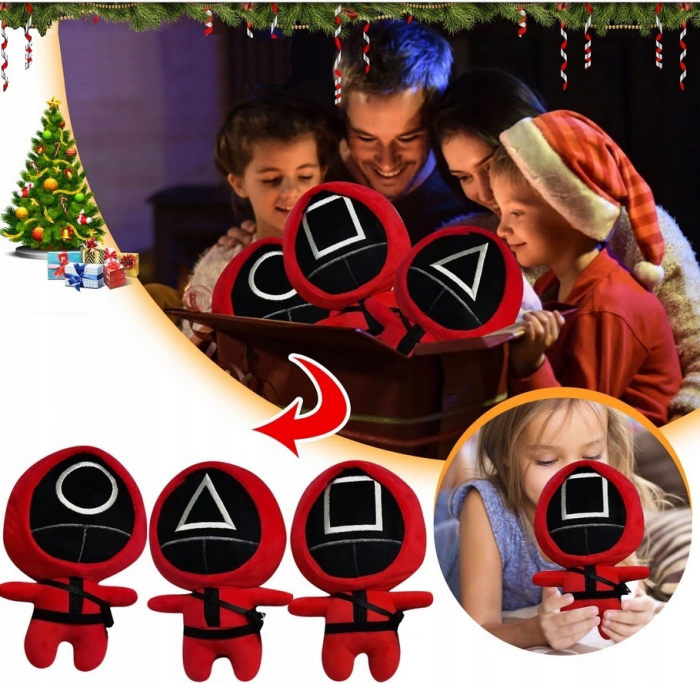 Set 3 figurine de plus squid game jocul calamarului, soldatul Triunghi, Cerc si Patrat, 25 cm [5]